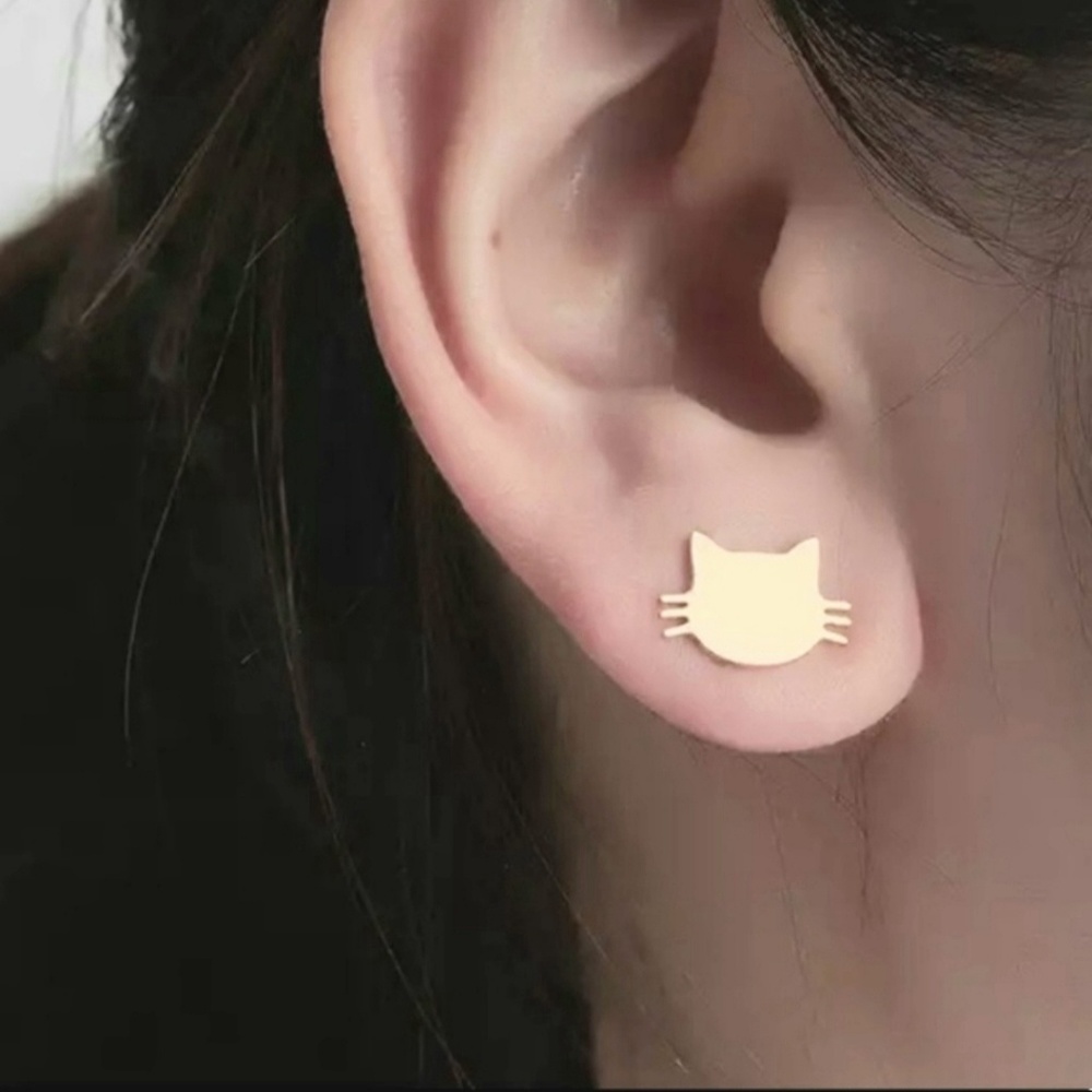 Silver LOVE KITTY Stainless Steel Earrings